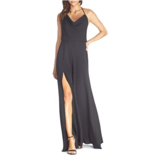 cowl neck evening gown